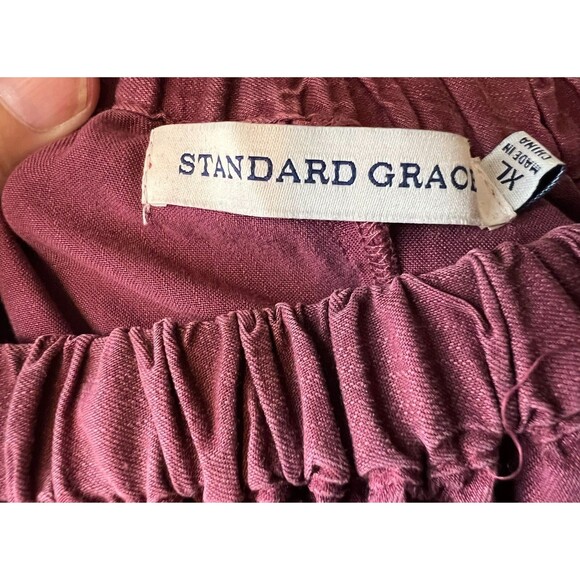 Standard Grace Butterfly Embroidered Boho Top  Size XL  Poet Sleeves Frayed Hem - Picture 10 of 12